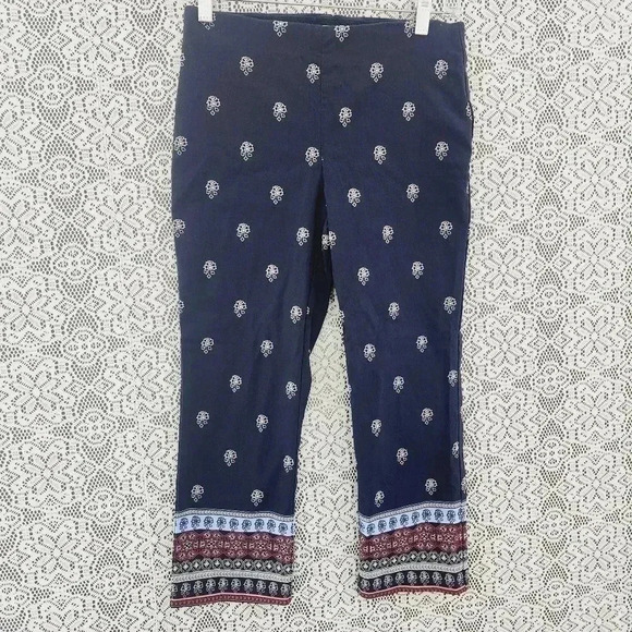Charter club Printed Elastic Waist Pullon Women's Crop pants 4 - Picture 1 of 8